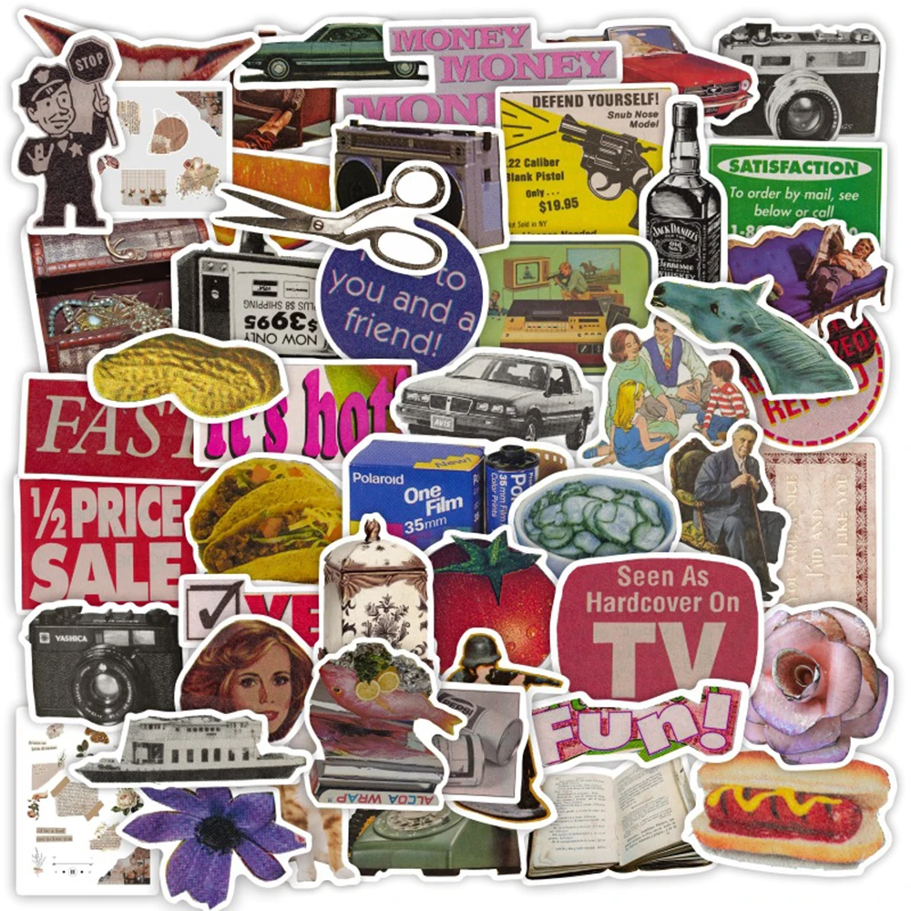 Vintage Cycling Gear - 50pcs Stiker Grafiti Vintage DIY Dekorasi