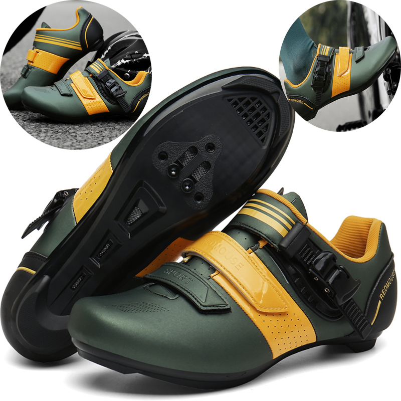 Road Bike Cleats - Sepatu bersepeda pria, sneaker Cleat Non-slip,